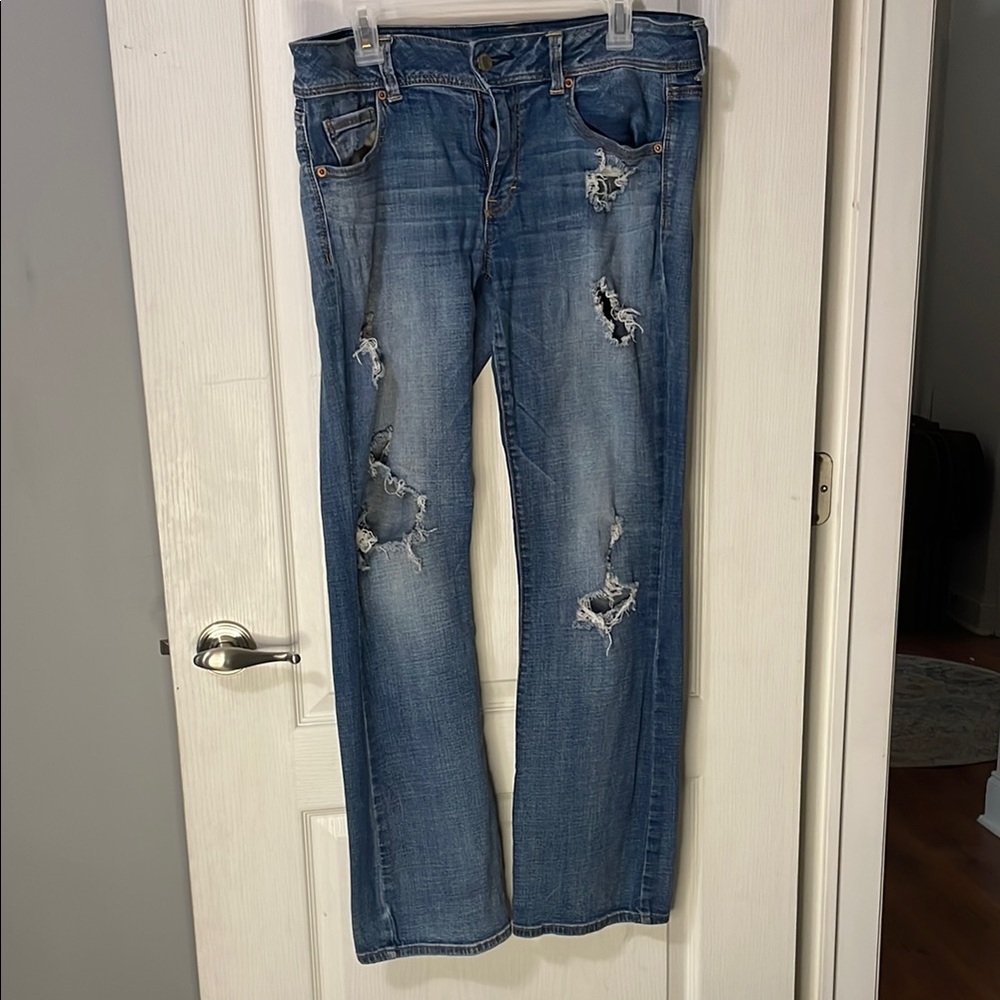 American Eagle Outfitters Blue Boyfriend Jeans Distressed